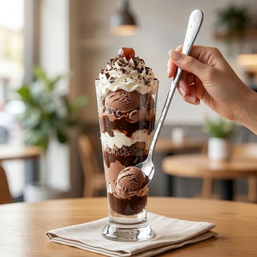 Image of Long Handle Iced Tea Spoons, 7.9 inch 18 /10 Stainless Steel Cocktail Stirring Spoons with Thickened Ergonomic Handle, Tall Coffee & Latte Stirrers, Dessert Spoon Set, Dishwasher Safe Set of 8