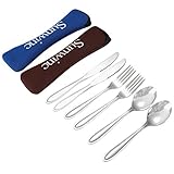 Sunwinc 6pcs Camping Utensil Set Camping Silverware,Premium Stainless Steel,Lightweight Reusable Travel Utensils Silverware Flatware Cutlery Set, Fork Knife Spoon for Picnic Hiking Boating Work Lunch