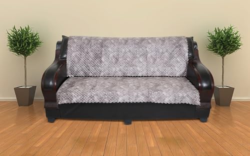Image of 7 Seater Sofa Cover | Universal Non-Slip Fully Covered Protector for 3+2+2 Sofa Set | Durable Slipcover for Living Room Quilted Luxe (Mocha Brown)