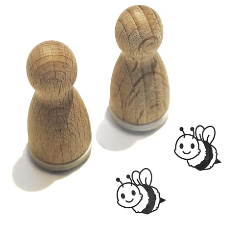 Stemplino Midistempel Betti Biene 18 mm Holzstempel für Karten Scrapbooking und Bullet Journal