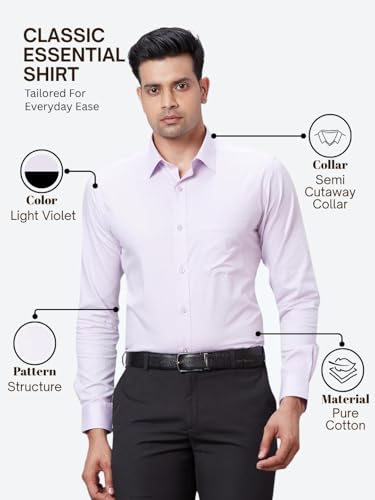 Image of Raymond Men's Pure Cotton Structure Pattern Slim Fit Semi Cutaway Collar Full Sleeve Formal Shirt