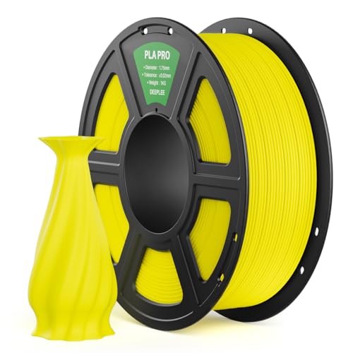 DEEPLEE PLA PRO Filament 1.75mm Stärkere Zähigkeit 3D Drucker Filament PLA Filament Maßgenauigkeit 0.02 mm Sauber gewickelt Einfach zu Drucken Passend für die meisten FDM 3D Drucker Gelb 1KG