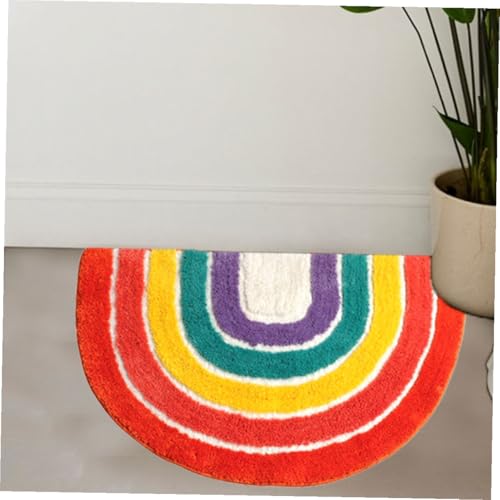 Tapis de bain arc-en-ciel semi-circulaire en polyester absorbant