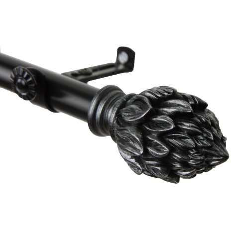 Rod Desyne Amberly 13/16" Single Curtain Rod, 28-48 inch, Black