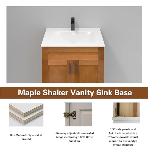Bathroom Vanity Sink Base Ready-to-Assemble Bathroom Cabinet 24"/30'/36" Width (Vanity Base in Maple Shaker, 36 inch) - Thumbnail 5