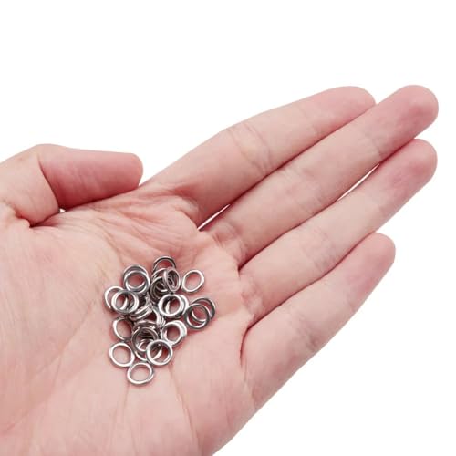 Anillos sólidos de pesca 100 piezas acero inoxidable miniatura 6