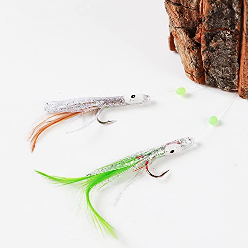 4 Packs de Cebos para Pesca Rigs Sabiki para Peces Cebo miniatura 5