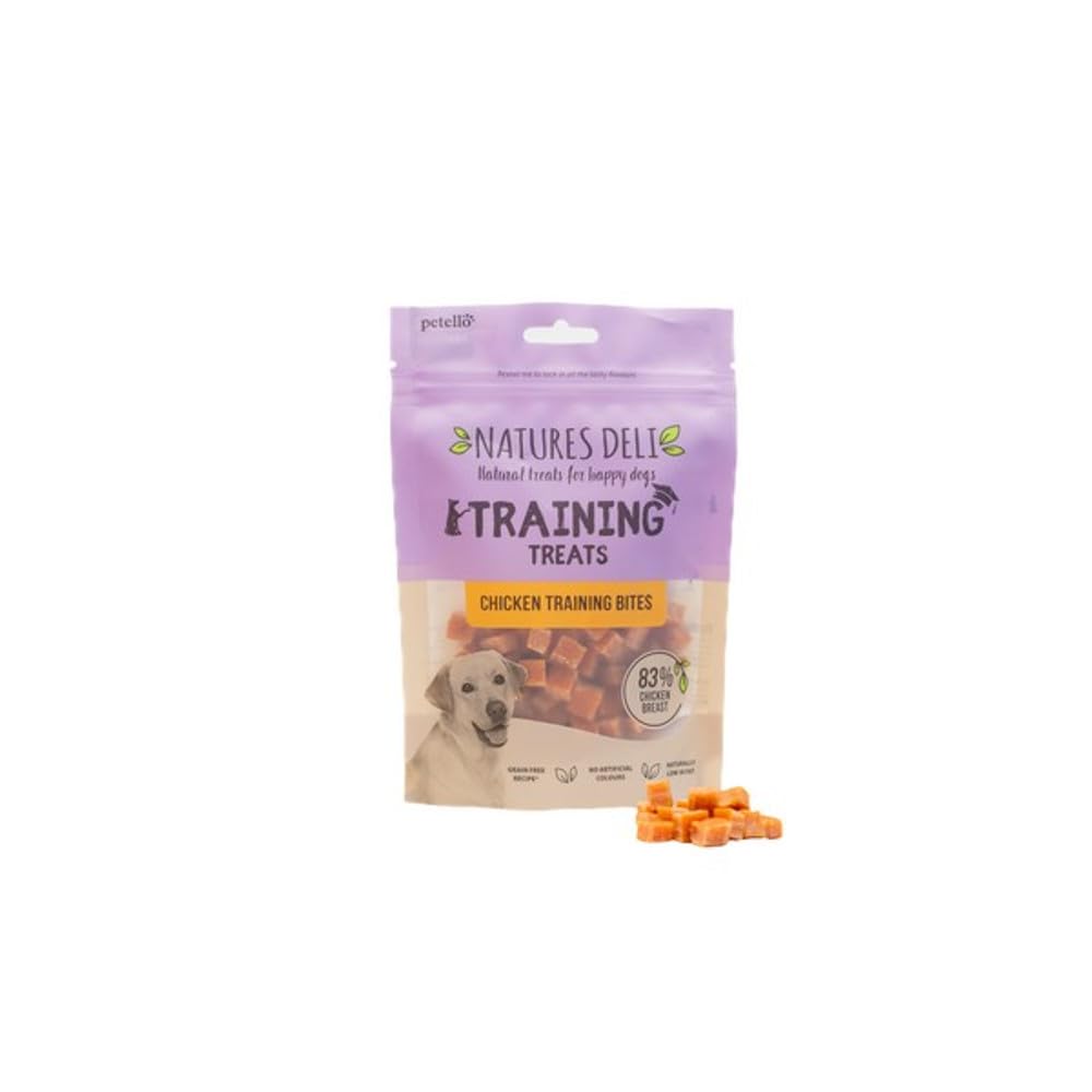 Natures Deli Chicken Dog Treats Gluten Free Low Fat Bite-size Puppy Trainng Treats for Dogs, High Protein Dog Biscuits - 100 g