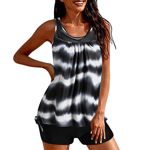 Maillot de bain tankini imprimé avec couvre-short fluide