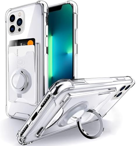 Shields Up for iPhone 13 Pro Case with Card Holder Stand, 6.1", Clear