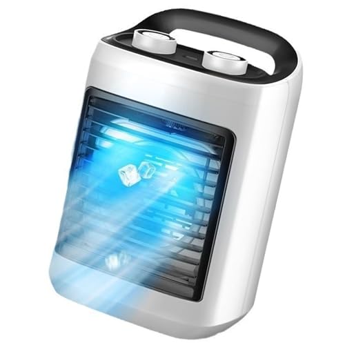 Ventilador de aire acondicionado en miniatura recargable por USB de 3 velocidades con refrigeración por hielo para escritorio de viaje, 30 horas, funcionamiento silencioso, ventilador dinámico con