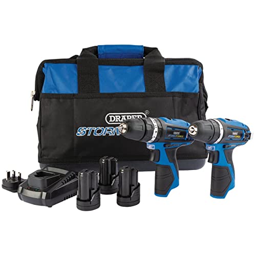 Draper *10.8V2D+3 Storm Force Interchange Mega Deal Drill Plus 3 Batteries and Bag, 10.8 V, Blue