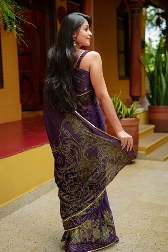 Image of MIRCHI FASHION Saree for Woman Chiffon Colorblock with Foil Work | Shimmer Festive Women's Sari for Wedding Functions and Ceremonies