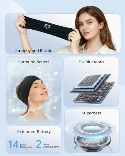 Sleep Headphone Bluetooth 5.4 Headband - Ultra-Thin Stereo Speakers - Image 7