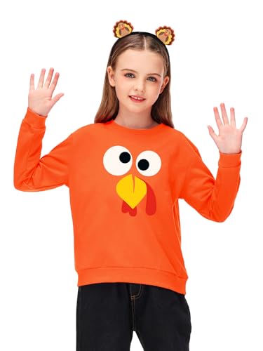 Image of Remimi Kids Halloween Sweatshirt Long Sleeve Thanksgiving Tops 3-14 Years