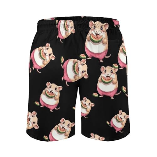 Hamster Eating Watermelon Mens Swim Trunks Quick Dry Board Shorts Beach Swimwear Bathing Suits3