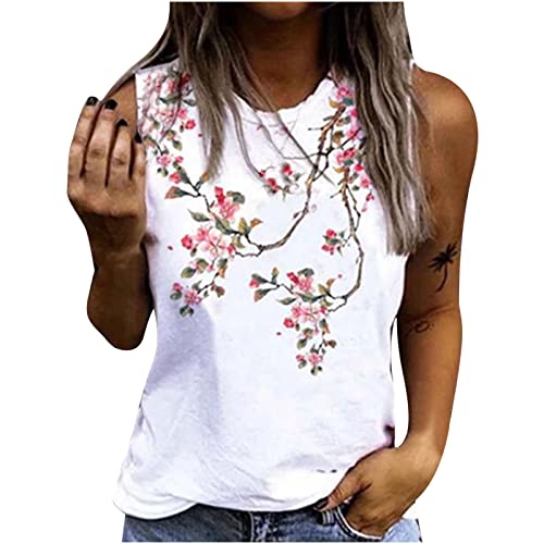 Summer Womens Tank Tops Casual Trendy Sleeveless Crewneck Graphic Tees Junior Tunic Top Ladies Comfy Cute Vest Shirt