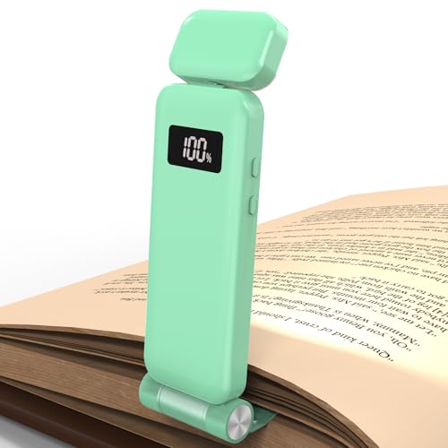 Image of KTEBO Rechargeable Book Light with Clip & Battery Indicator, 9 Luminescence Modes, USB-C Portable 1.6 oz Ultralight Lamp for Night Reading in Bed, Readers - Green