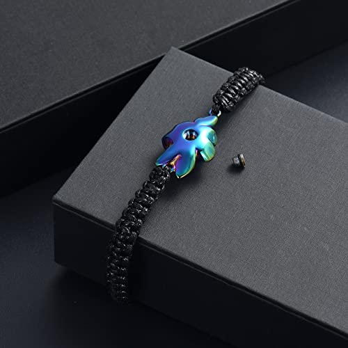 Image of Imrsanl Rose Flower Urn Bracelet for Ashes Cremation Memorial Jewelry of Loved Ones Adjustable Braided Rope Ashes Bracelet Funeral Keepsake for Women