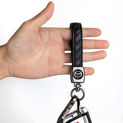 Wasben Black Color Genuine Leather Car Logo Keychain Suit For Mazda 3 Axela 6 Atenza Mx-5 Cx-3 Cx-4 Cx-5 Series #TOP3