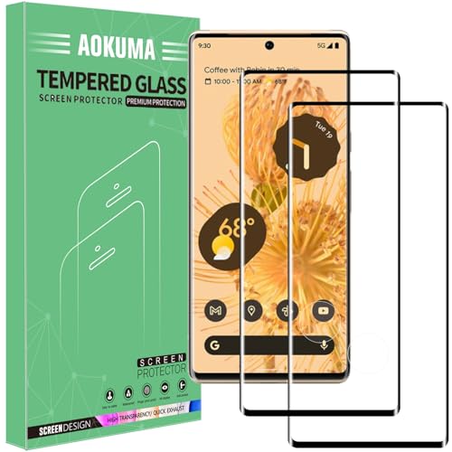 AOKUMA Tempered Glass for Google Pixel 6 Pro 5G Screen Protector Premium 3D Curved Edge Guard Film Full Coverage Anti-Fingerprints No Bubbles HD-Clear Case Friendly Phone Film for Pixel 6 Pro 5G