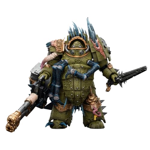 Image of JOYTOY Warhammer 40,000 1 /18 Action Figure Death Guard Blightlord Terminator 1 with Reaper Autocannon and Bubotic Blades Collection Model