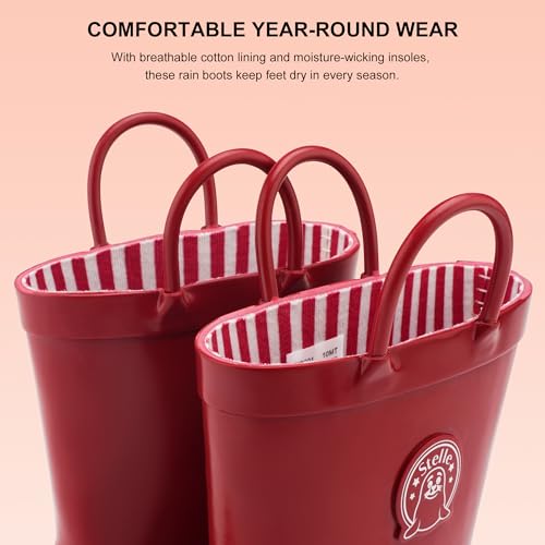 Stelle Toddler Rain Boots Natural Rubber Rainboots Kids Girls Boys Waterproof Easy On Handles Non-Slip Sole3