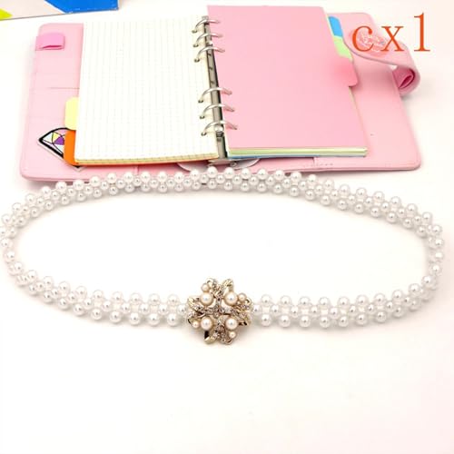 Rhinestone Pearl Waist Belt Luxury Gold Elastic Belt Dress Crystal Waist Strap, Crystal Flower Pearl Waistband for Women and Girls4