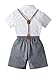 Boarnseorl Baby Boys Gentleman Outfits Suits Clothes Set, Infant Shirt+Shorts+Bow Tie+Suspenders,18-24M