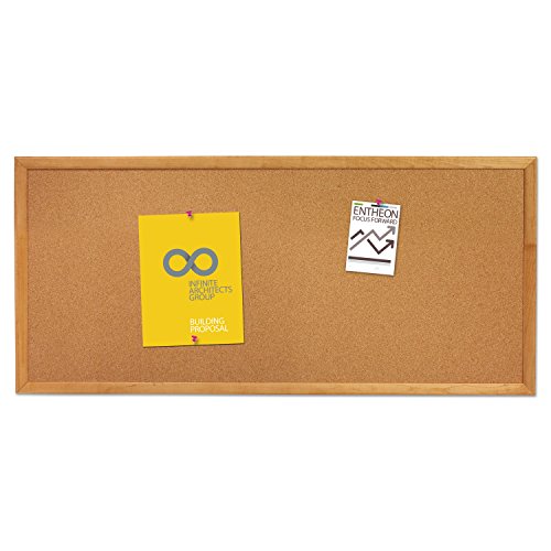 Image of Quartet Cork Bulletin Board, 1' x 3', Oak Finish Frame (300)