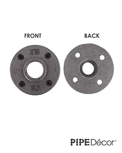 Pipe Decor 1" Malleable Cast Iron Floor Flange 6 Pack, Industrial Steel Grey Fits Standard Half Inch Threaded Black Pipes And Fittings, Build Vintage Diy Furniture Shelving, Six Plumbing Flanges #TOP4