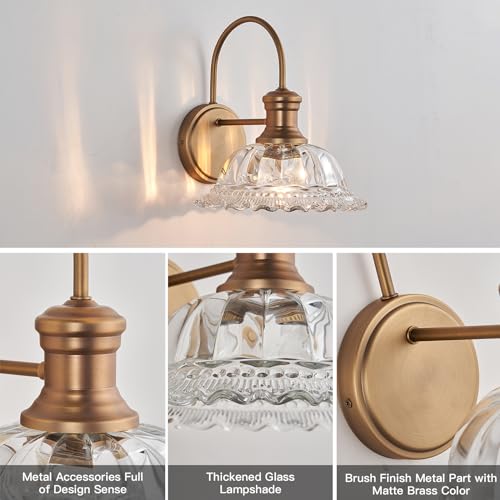 Image of HDDFL Wall Scones Matte Brass Wall Lighting Fixture Vintage Indoor Lamp for Bedroom Living Room Door Header 2 Pack