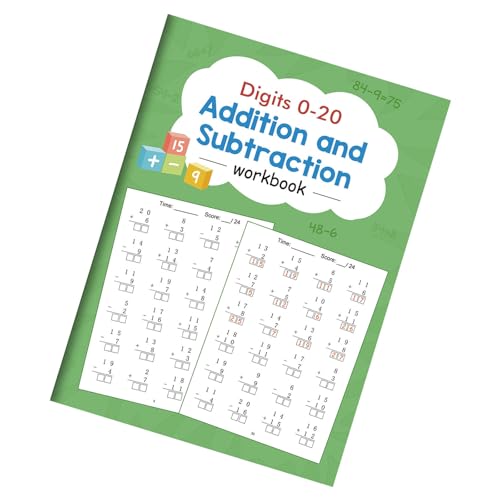 Image of Educational Math Practice Book 21 Sheets Addition and Subtraction Operations Workbook for Kids Students Preschoolers Kids Math Workbook
