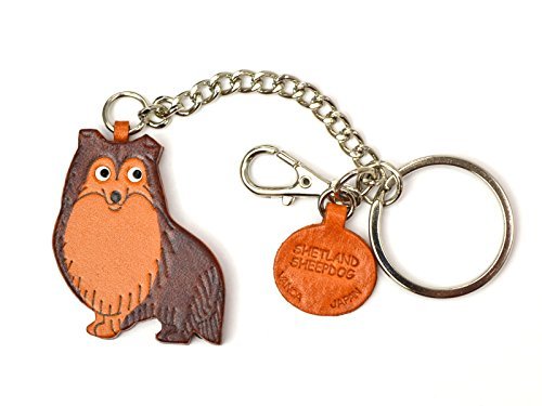Porte-clés Sheltie en cuir véritable fait main au Japon par VANCA