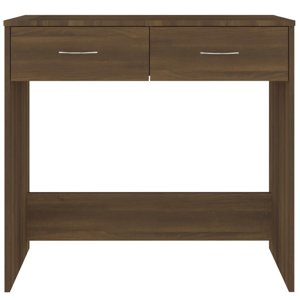 Schreibtisch Braun Eichen-Optik 80 x 40 x 75 cm Holzwerkstoff mit Zwei Schubladen, Arbeit Laptop PC Tisch, Büro Homeoffice, Stauraum für Ordnung im Jugendzimmer