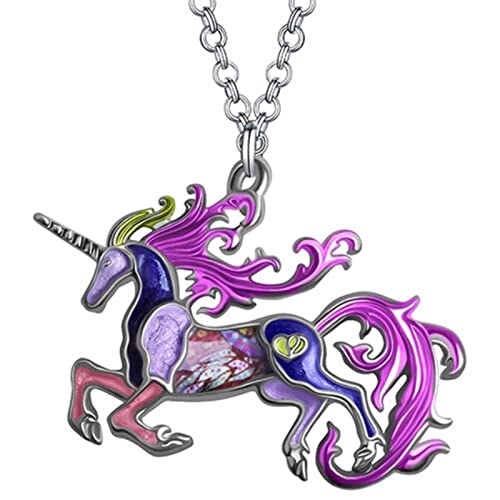 Collier licorne violet bijoux de mode pendentif cheval sacré pour adolescentes