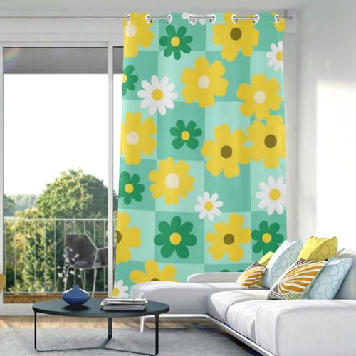 Rideau occultant à carreaux 132x213 cm beige pour la chambre