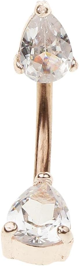 MYADDICTION14G Zircon Crystal Belly Button Bar Navel Ring Body Piercing Jewelry Pink Rose Gold Jewelry & Watches | Fashion Jewelry | Body Jewelry | Body Piercing Jewelry