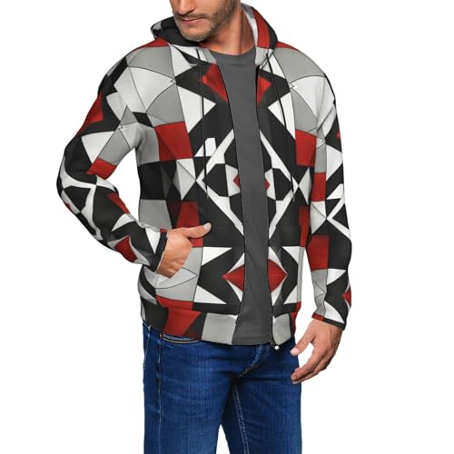 Sweat à capuche décontracté pour homme à motif géométrique abstrait