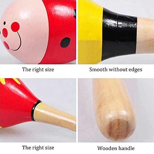 8 stuks houten maraca, gekleurd hout rammelaar zand hamer ei shakers muziek percussie speelgoed voor kinderen peuters… - Image 7