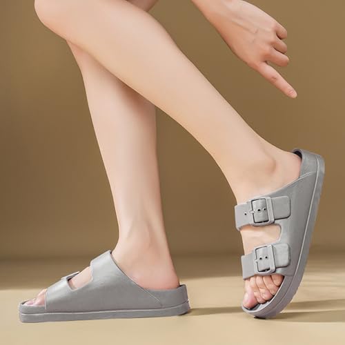 Image of Kids Slides Sandals Boys Girls Toddler Double Buckle Water Shoes Shower Slippers for Summer Beach Pool Indoor Outdoor