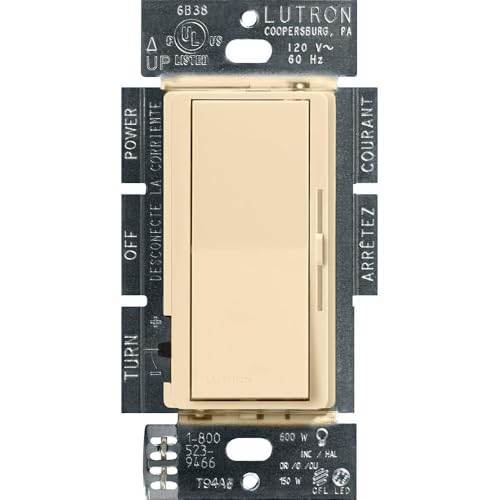 Image of Lutron Diva LED+ Dimmer Light Switch for Dimmable LED, Halogen, and Incandescent Bulbs, 150 Watt, Single-Pole or 3-Way, DVCL-153P-IV, Ivory