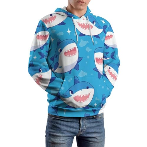 Sweat à capuche requin bleu unisexe taille S - 6