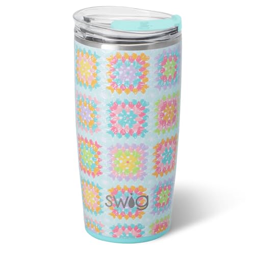 Swig Life 22oz Insulated Tumbler with Lid, Granny Squares