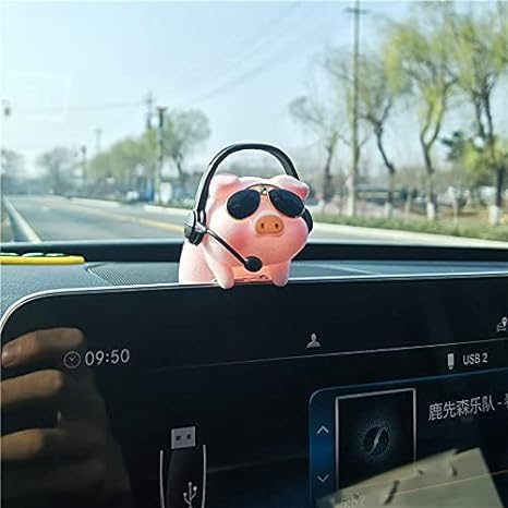 Strice Piggy Car Display Decoration- Latest Car Dashboard Accessories for Decoration, Interior Accessory Toys, Items, Showpiece, Hanging Desk Board, and All Decor Asseries (Pilot Piggy)