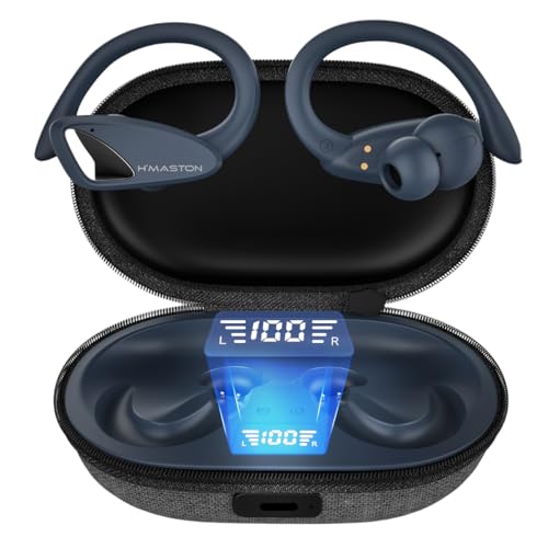 H'MASTON Fone de Ouvido Sem Fio Esportivo Fone BLuetooth 5.3 Tws Cancelamento de Ruído Com Microfon