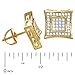 Men's Crystal CZ 14k Gold Plated Double 3D Square Kite shape Two Tone Gold Screw Back Stud Earring BE 002 TT