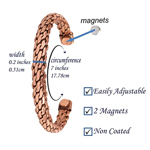 Touchstone Copper Healing Bracelet Tibetan Style. Hand Forged With Solid And High Gauge Pure Copper. Set Of 3 Different Designs In Rope Braid Style. #TOP3