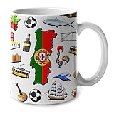 Símbolos De Portugal Tazas De Cerámica Con Asa Tazas De Desayuno Divertido Taza De Café Para Leche Espresso Cacao Oficina 330Ml