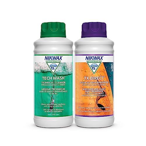 Nikwax Hardshell Cleaning and Waterproofing Duo-Pack , 33.8 fl. Oz., Clear, 11